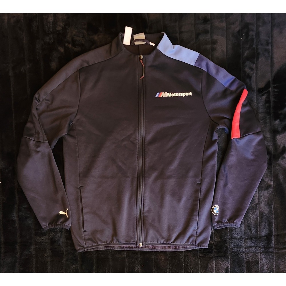 Puma Jacket Mens Medium BMW Motorsport Track T7 Full Zip Racing Black Logos